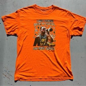 Men's Riff Raff T-Shirt Orange Face Logo L Hip Hop Rap Dirty South TX Dropout
